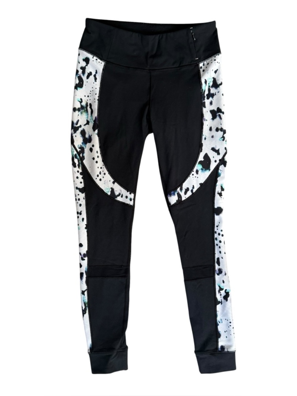 CALIA by Carrie Underwood Black Leggings with White and Teal Splash Panels